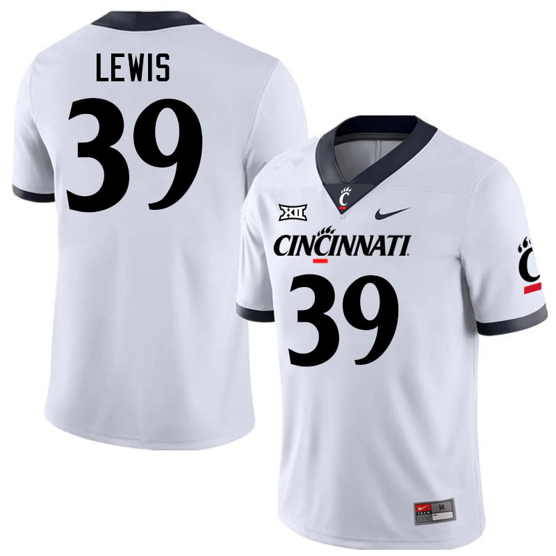 Cincinnati Bearcats #39 Cincear Lewis Big 12 Conference College Football Jerseys Stitched Sale-White
